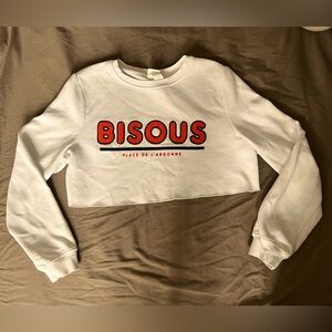 white cropped long sleeve top